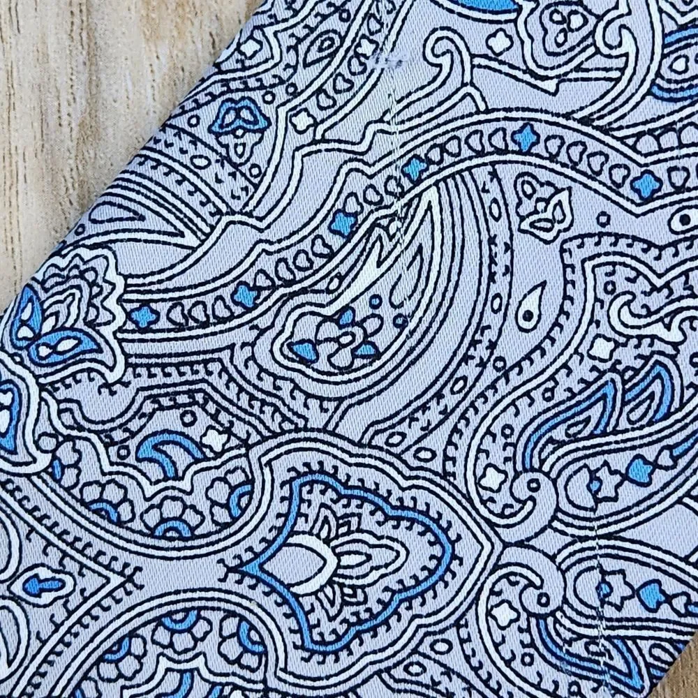 💜Gray & Blue Paisley Pre-Tied Clip-on Tie Youth XLarge